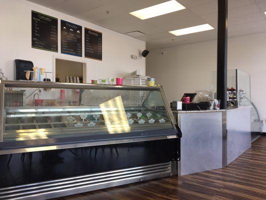 Interior counter and ice cream cooler