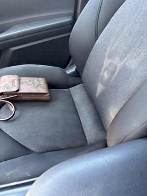 After service! Coffee and makeup stains removed (ignore the wet spots- this is still fresh after the detail)