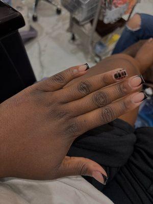 black deep french tips with a design! $65