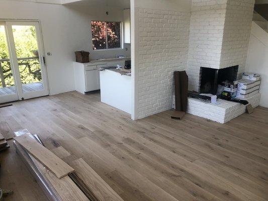 European white Oak installation in progress.