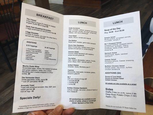 Menu April 2019