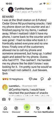 The incident that happened at this store. I want others to be aware. Thanks!