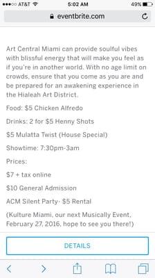 some of the specials they usually have. this is for an older event but they still have the same offers.