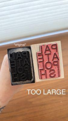 Too large -vs- exact stamp/order I purchased before