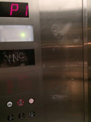 Slowest elevator in the world. Not to mention gross.