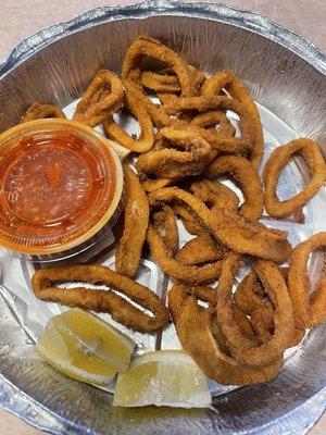 Microwaved and days old calamari. Absolutely disgusting.