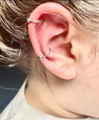 Conch and helix piercing