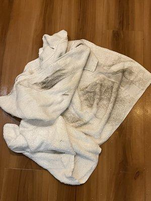 After walking on the greasy floors of the room with towels under my feet, this is what they looked like.