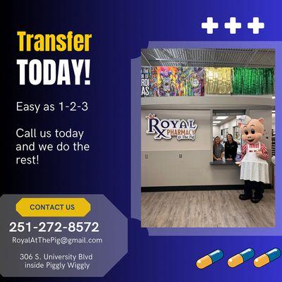 Call us to transfer your medications today! See what a difference shopping local makes!