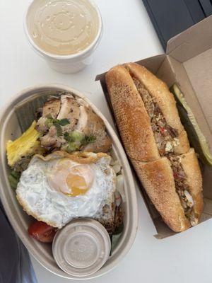 Com tam w/ grilled chicken and the banh mi thit kho tau