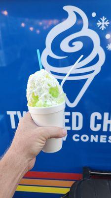 Sour green apple with cream on top