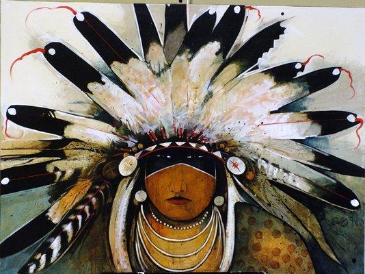 "Mountain Crow Indian" - Eagle Headdress -