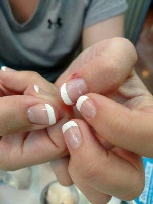 I noticed later that day that was bubbling. Just a few days later, it's chipped. Gel should last for weeks!