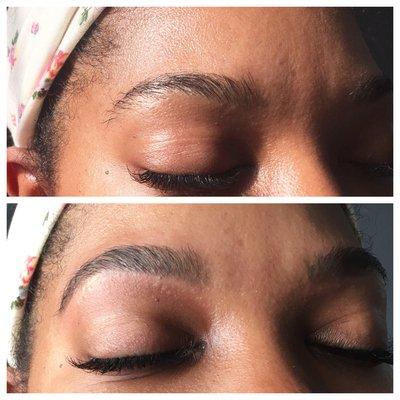 Before after threading with some make up to fill in sparse areas