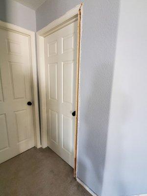 Door frame torn out and broken