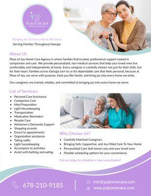 Place Of Joy Home Care Agency