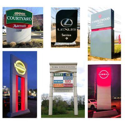 Installation of freestanding signs- including monument, pylon, digital displays, large format crane lift, custom structure, Scoreboards.