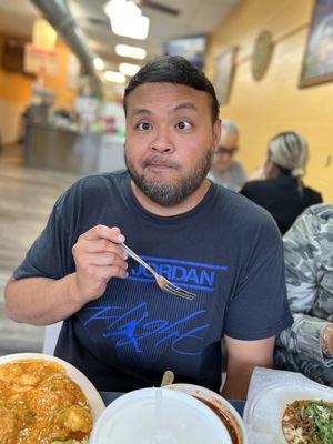 Mike seems to like the food as much as me