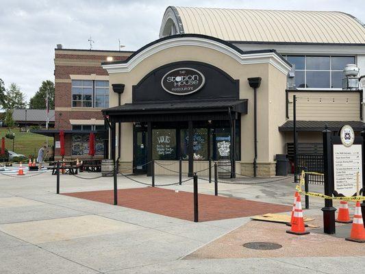 Front of the restaurant .