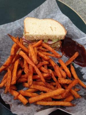 Sandwich and sweet potato fries!