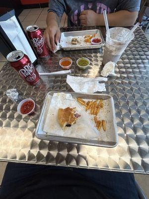 Loco burgers , Oreo Milk shake , and 2 Very Cold Dr Peppers