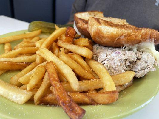 Tuna melt with fries