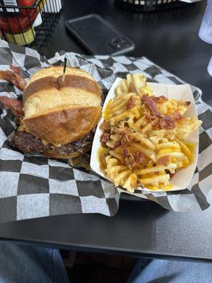 I got the signature burger and it was very good, but the loaded waffle fries were THE BOMB!