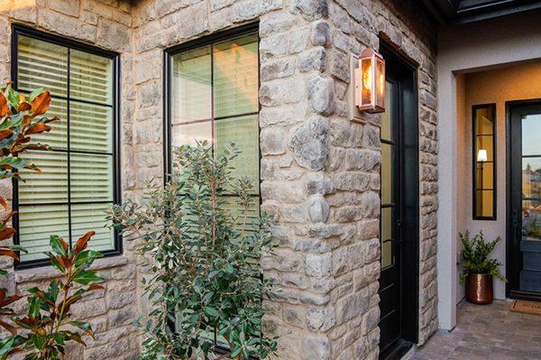 replacement windows with grids and black frames