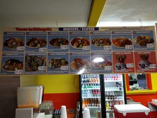 Seafood menu.