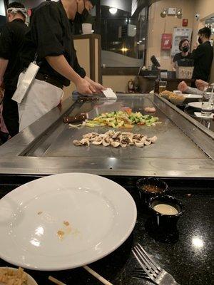 Hibachi vegetables and steak
