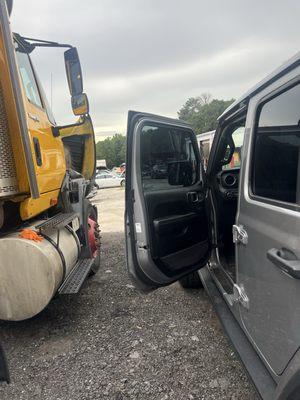 This is the way that I found my car sitting on their lot when I finally got my keys and walked out. Why would the door be open?