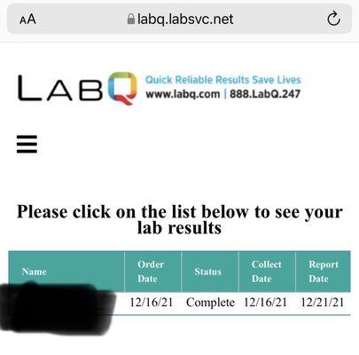 Results in up to 48 hours promised. Actual turnaround time was 5 days.