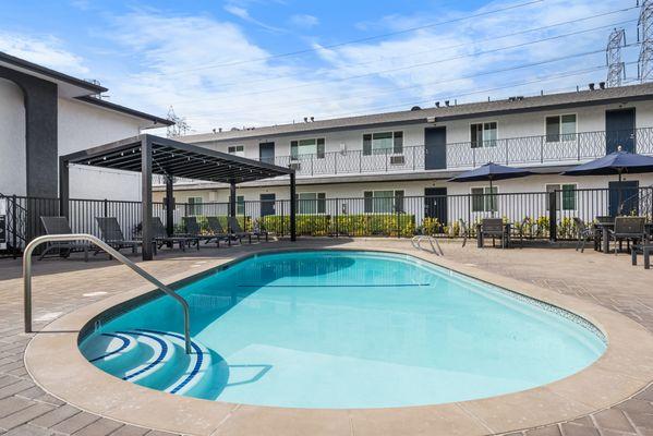 Take a dip in our sparkling blue pool