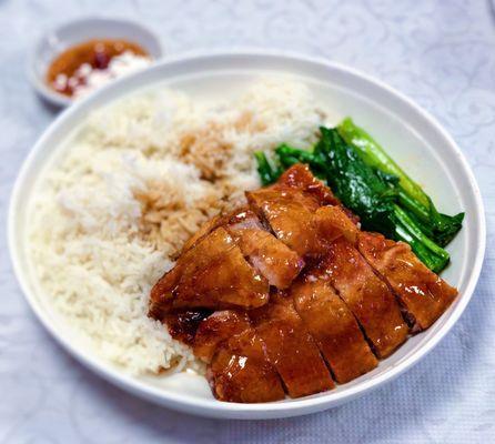 Roast duck on rice, yum!