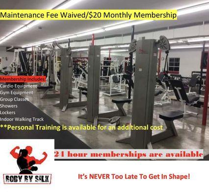 For the month of January, Body By Silk will be running a New Year special. You can get a gym membership for $20/month! Come out and join!!
