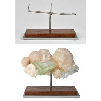 Mineral specimen on a teak and nickel painted steel base with armature