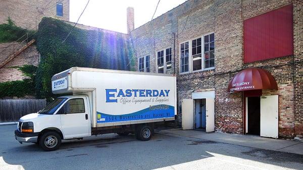 Easterday delivery truck and back entrance.