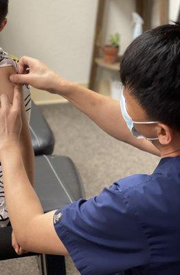 Acupuncture seeds are used for patients are sensitive to needles.