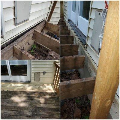 Before and after on deck repair.