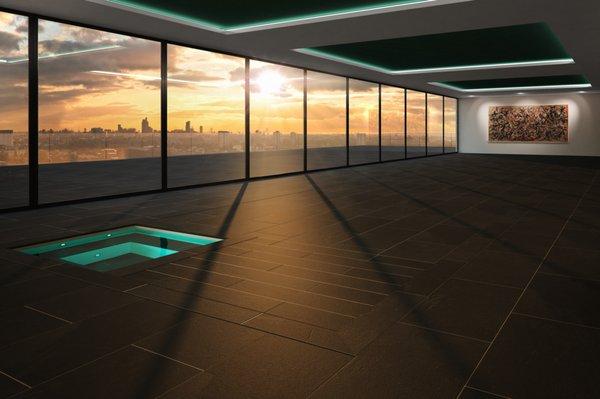 Spa opened - Hydrofloor®. Open just the hidden water that you need to access, while the pool cover remains secure.