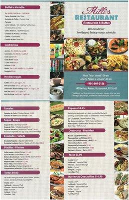 Menu front & back
