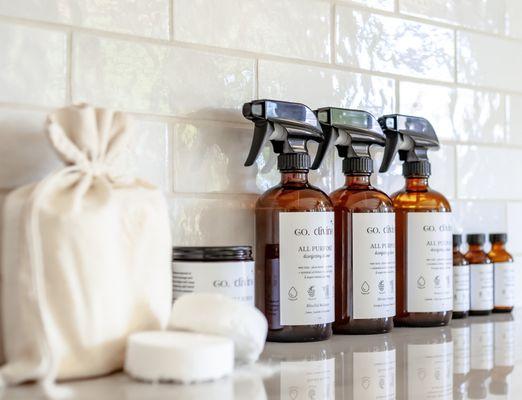 Plant-based and sustainable cleaning products with essential oil blends created to uplift and inspire overall sense of well-being.