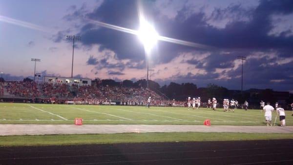 Sunset on the field.