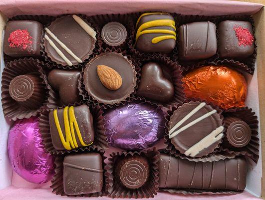 Spring collection of chocolates - unboxed.