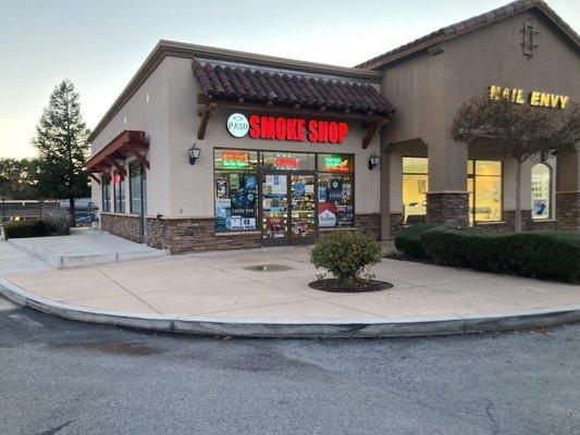 Smoke shop next to nail place next to bakery! Lol super convenient abs awesome