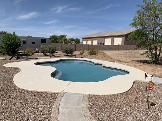 Our before and after photos. We love the finished pool. It's so bright and inviting.