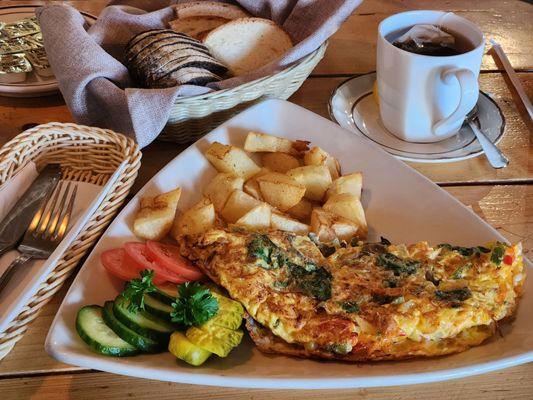 Veggie & cheese omelet.