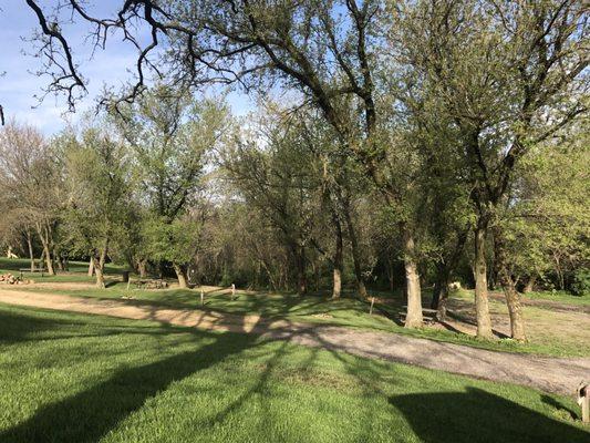 Views of the campground and the long driveway in.