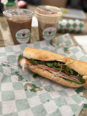 Vietnamese coffee and egg coffee Banh mi Dac biet