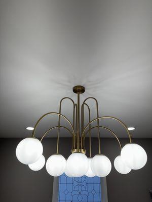Chandelier and recessed lighting
